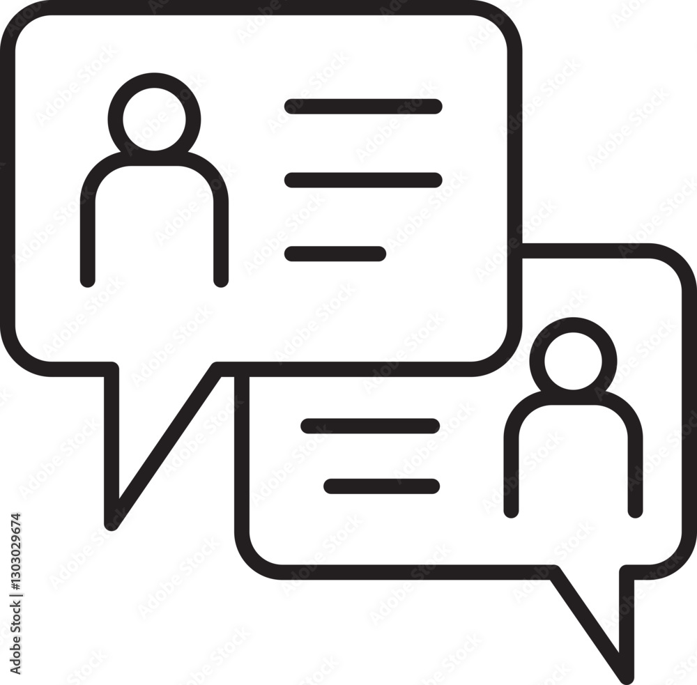 Poster speech bubbles with user icons line icon