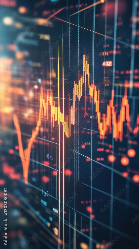 Poster abstract financial graph with vibrant data visualization