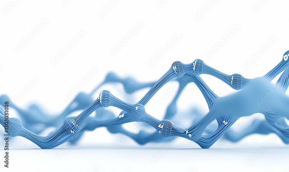 Poster abstract blue waveform design with mathematical symbols and elements