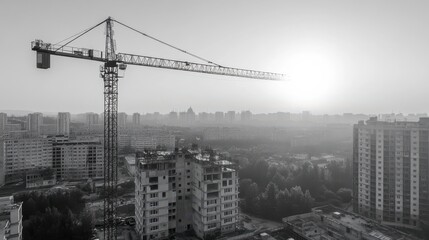 Fototapeta premium Aerial View of Construction Site in Urban Landscape
