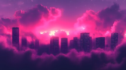 Fototapeta premium Pink Cloudscape City Sunrise