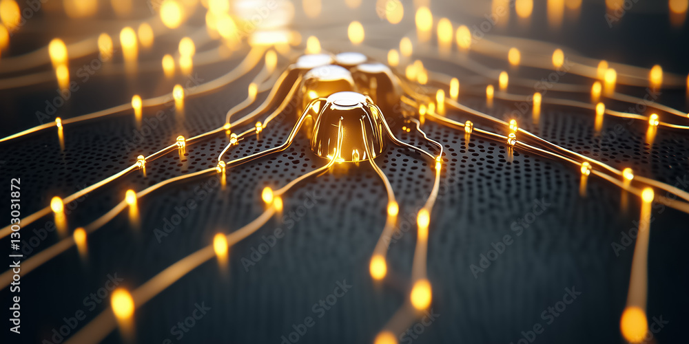 Poster a network of luminous nodes beams with energy, interconnected by delicate, shimmering lines that ill