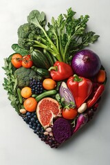 heart of vegetables and fruits. Selective focus.