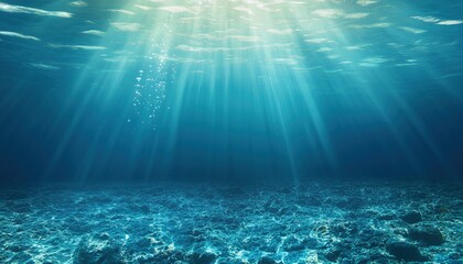 Obraz premium Tranquil Underwater Scene With Abstract Blue Deep Sea Elements - Ideal For Underwater Creativity And Relaxation With Ample Copy Space