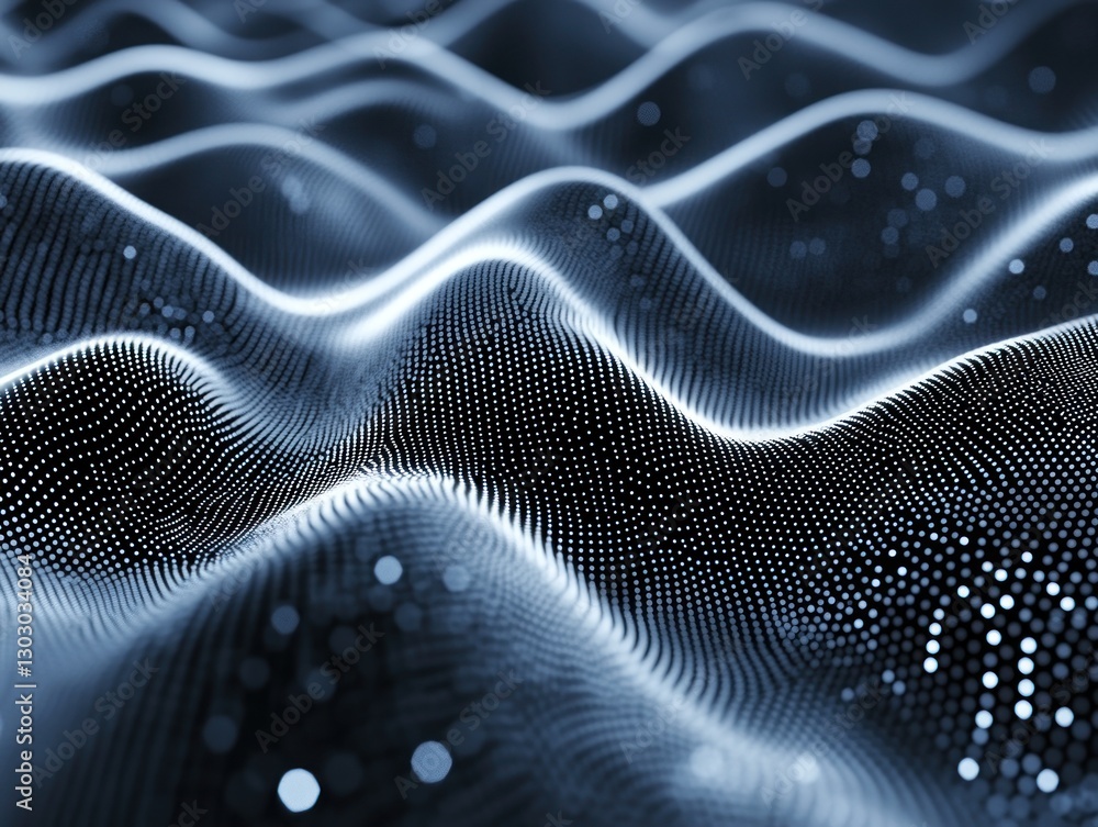 Aufkleber abstract representation of flowing waves created by particles, showcasing a dynamic interplay of lig