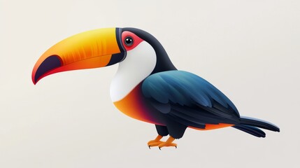 Colorful toucan illustration with vibrant beak and feathers on light background