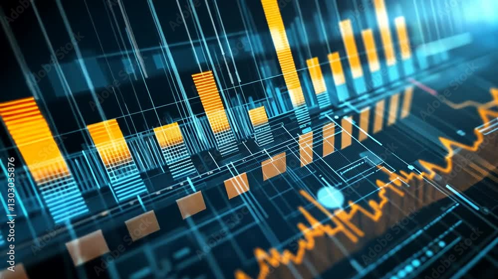 Poster abstract financial chart presentation with futuristic and modern style background