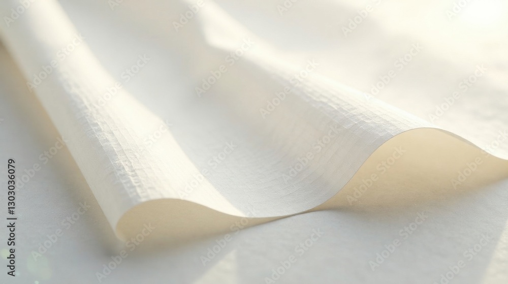 Aufkleber Soft, Cream-Colored Fabric Draped in Gentle Waves, Showing Subtle Textural Details and a Play of Light and Shadow
