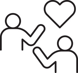 Two people showing love and connection line icon