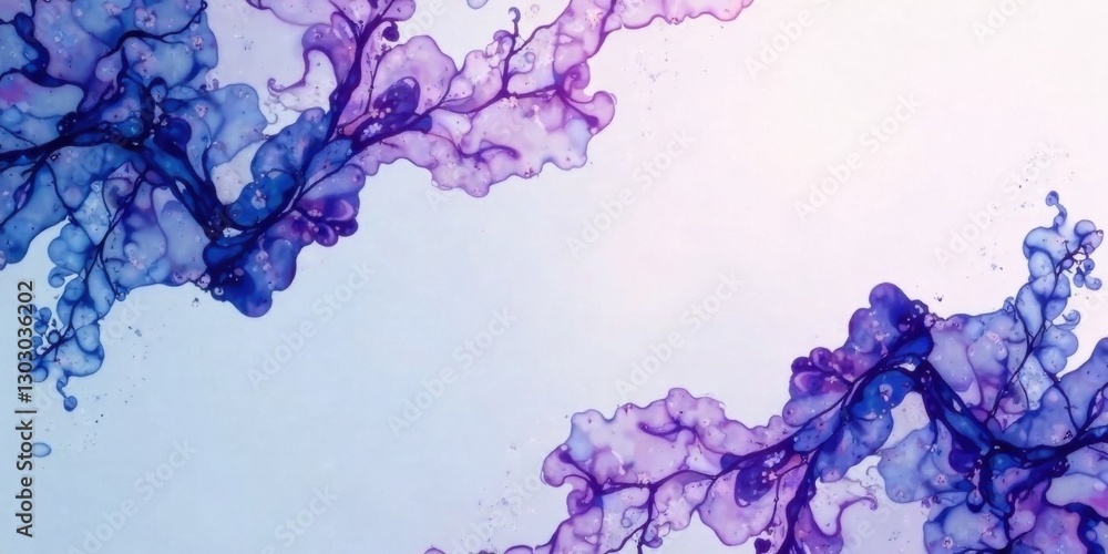 Aufkleber abstract purple and blue ink splashes with a central blank space ideal for text or design elements