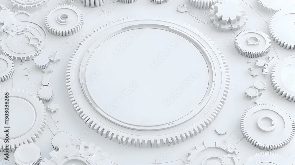 Poster White Gears Background with Space for Text in Modern Design