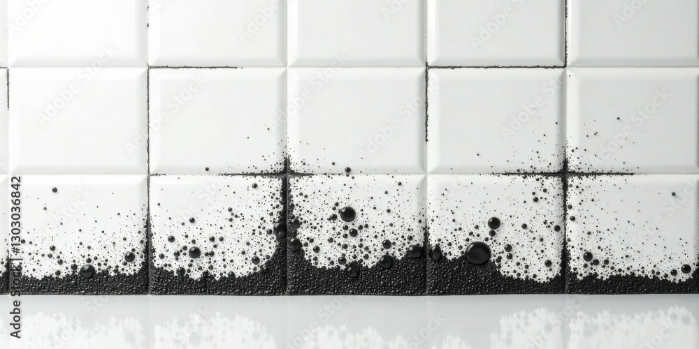 Aufkleber abstract dark substance on white tiles a study in contrast and texture