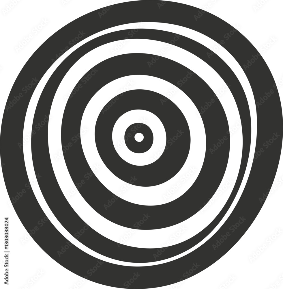 Poster concentric circle pattern resembling a target or bullseye in monochrome design.