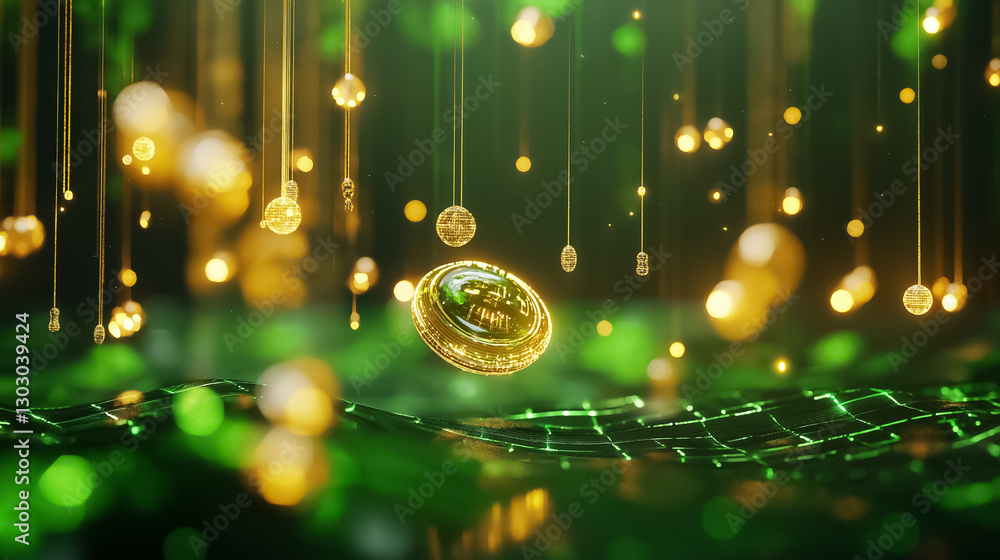 Aufkleber a mesmerizing digital matrix unfolds as shimmering symbols cascade downward, creating an enchanting 