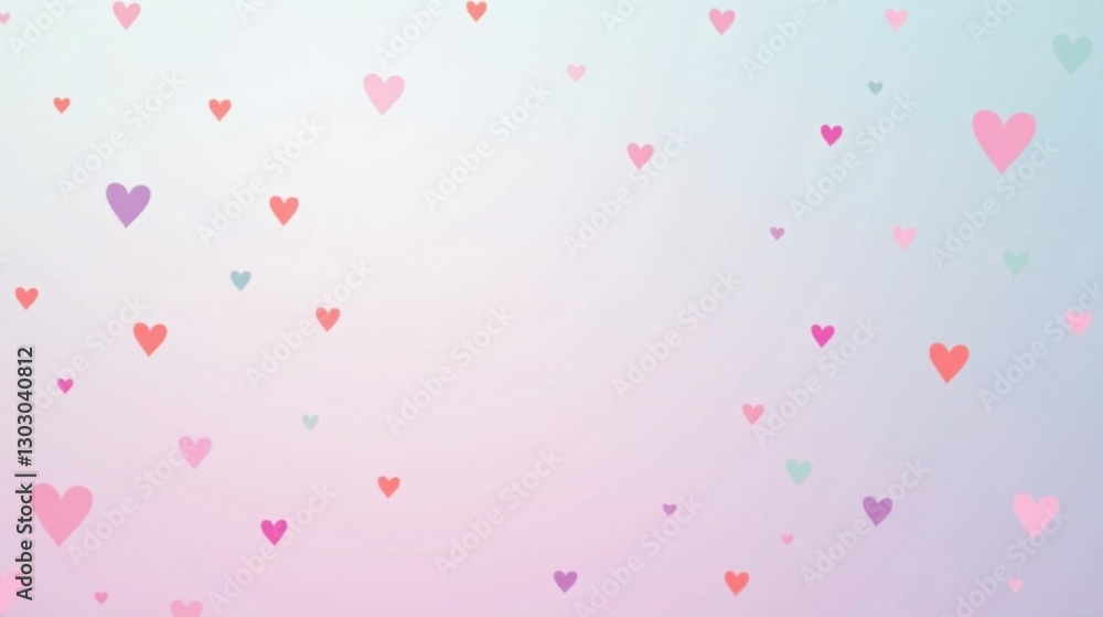 Poster pastel hearts floating on a soft gradient background a tender and dreamy design
