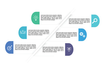 Business infographics line process with template with icons and 6 options or steps.infographics of business,idea,research,meeting,process,goal,report.for infographics design template