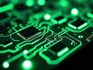 Obraz premium Close-Up of Green Circuit Board
