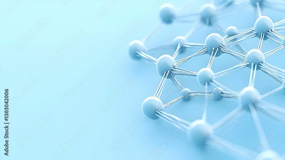 Poster abstract 3d molecular structure on soft blue background