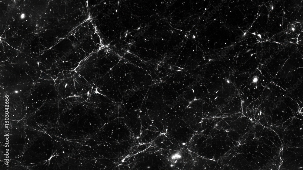 Poster a visualization of cosmic web structures in the universe, showcasing galaxies and dark matter.