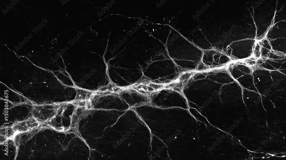 Poster a microscopic view of neural connections resembling a network of neurons.