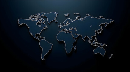Naklejka premium Dark World Map Outline on a Modern Background for Creative Use