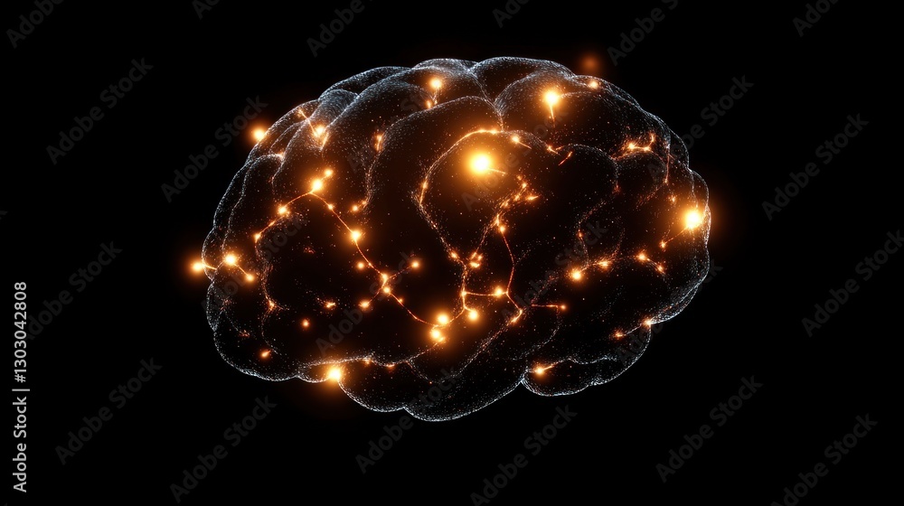 Poster a glowing, abstract representation of a brain with interconnected neural pathways.