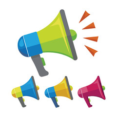 set of 4 megaphone icons of vector illustration isolated on a white background