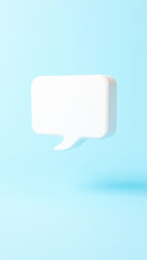 Naklejka premium floating 3d white speech bubble on light blue background