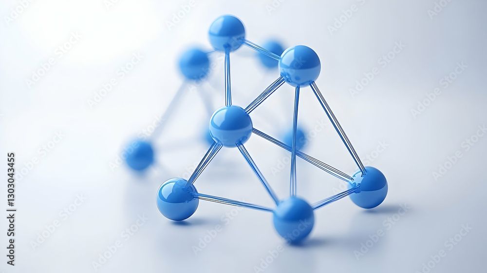 Poster blue molecular structure with connecting rods on a soft background