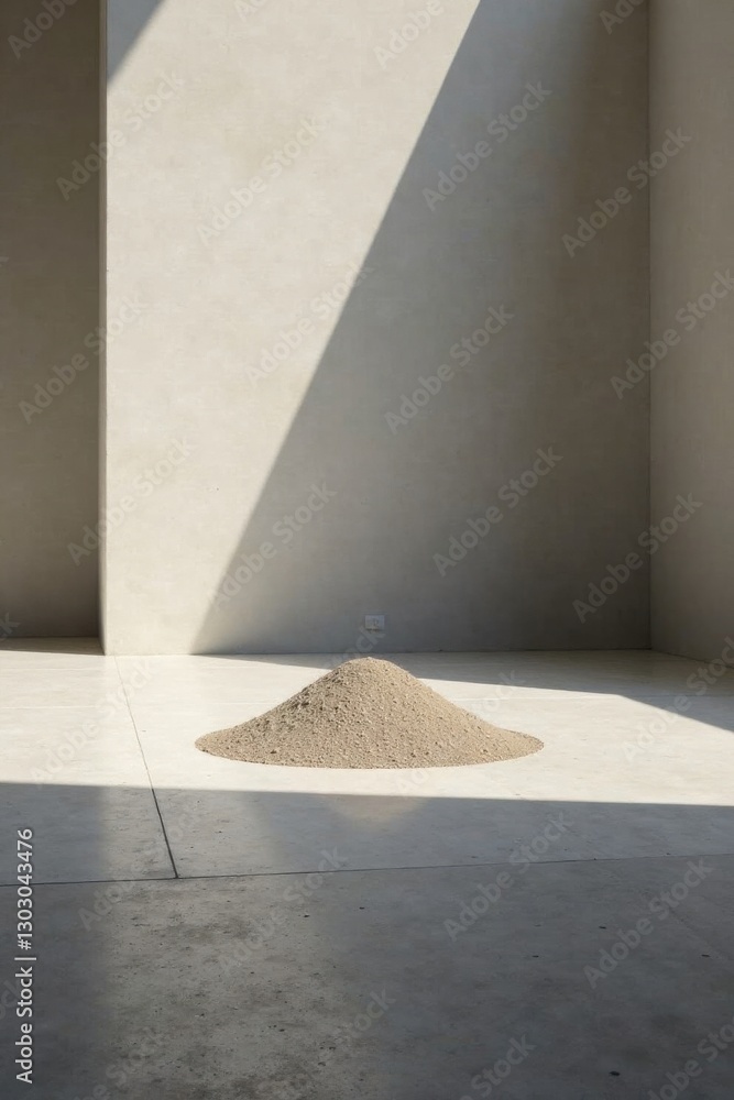 Aufkleber A Mound of Granular Material in a Minimalist Interior Setting with Angular Light and Shadow Play