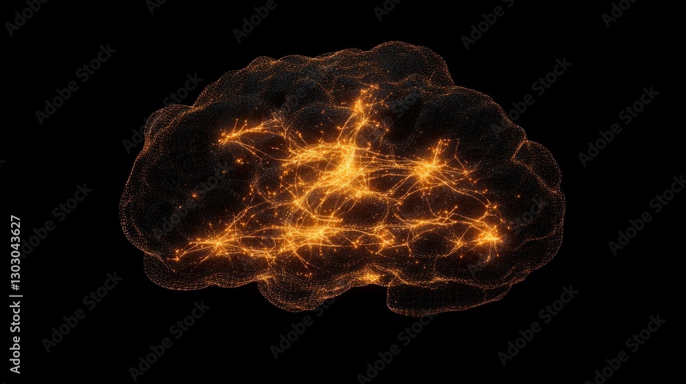 Poster a glowing, abstract representation of a brain with interconnected neural pathways.
