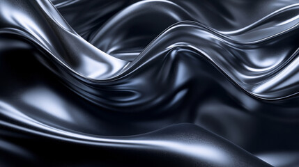 Obraz premium Sleek black fabric with smooth, flowing waves and reflections