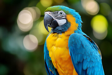 Vibrant blue and yellow parrot with striking feathers