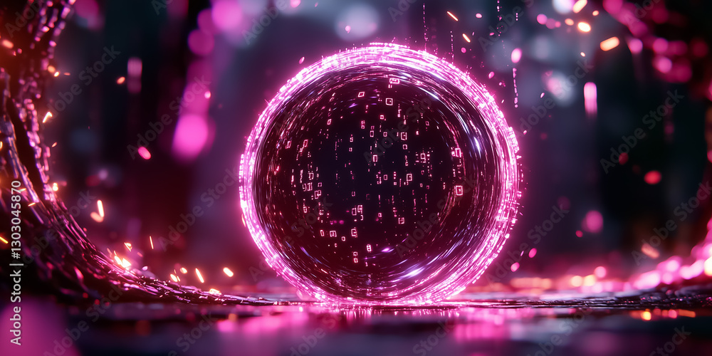Poster a captivating representation of a digital realm where symbols cascade like rain, creating a mesmeriz