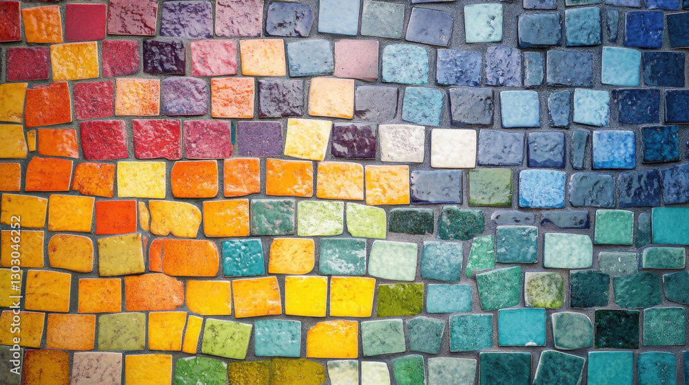 Aufkleber the colorful mosaic tile wall features a diverse palette, creating an eye-catching visual display of