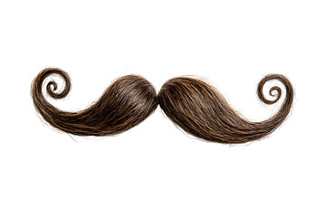 Retro mustache, fake moustache and curls moustache design isolated on a white or transparent background