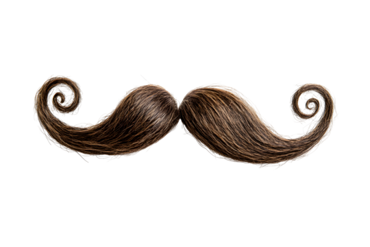 Retro mustache, fake moustache and curls moustache design isolated on a white or transparent background