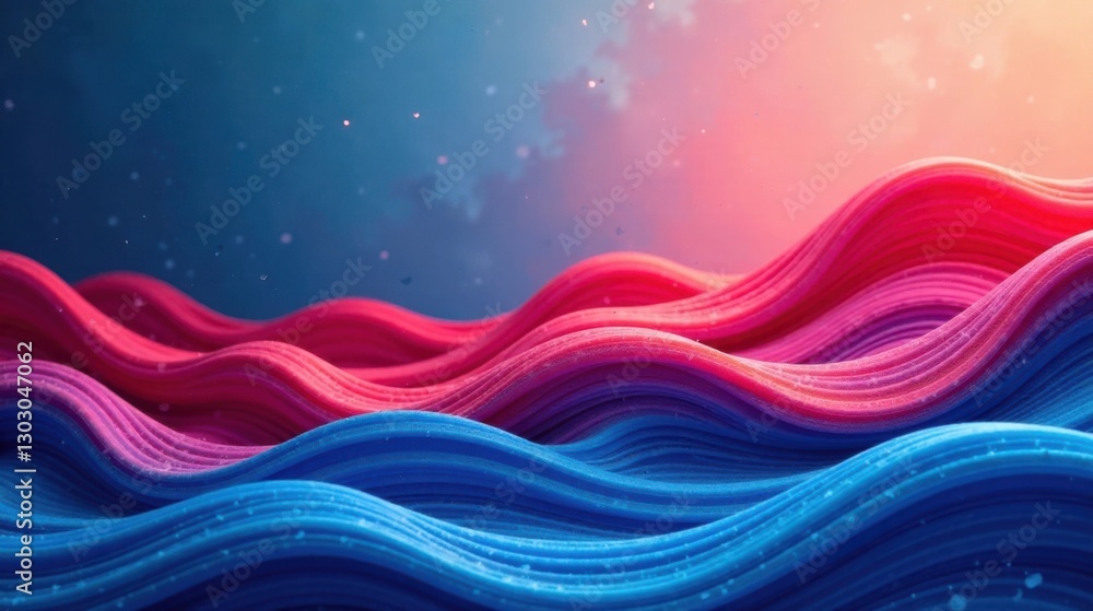 Poster abstract pink and blue wave pattern background design