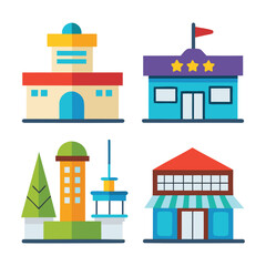 Obraz premium set of 4 mall icons of vector illustration isolated on a white background