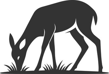 A deer bending down to nibble on grass animal silhouette vector