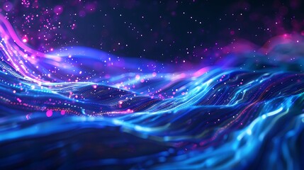 Abstract Cosmic Nebula: A Digital Landscape of Vibrant Hues and Glimmering Lights