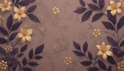 Abstract Wallpaper with Earthy Brown and Metallic Gold Accents