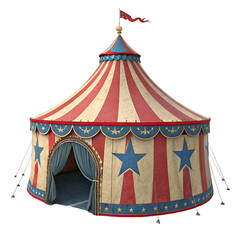 Vintage Circus Tent 3D Model on trasparent background