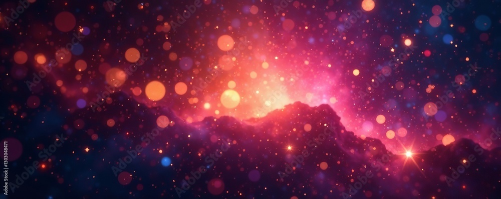 Wall mural glowing celestial backdrop of star field bokeh with shining lights, lights, celestial