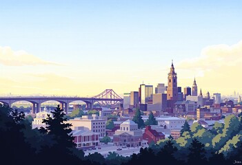 Fototapeta premium ciudad con puente