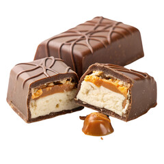 Chocolate Caramel Candy Bars on trasparent background