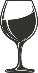 Minimalist black and white illustration of a wine glass silhouette.