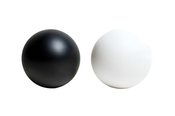 The two stress balls mockup shown in the image one black and another one white, kept on a white or transparent background