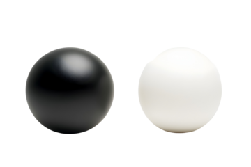 The two stress balls mockup shown in the image one black and another one white, on a white or transparent background