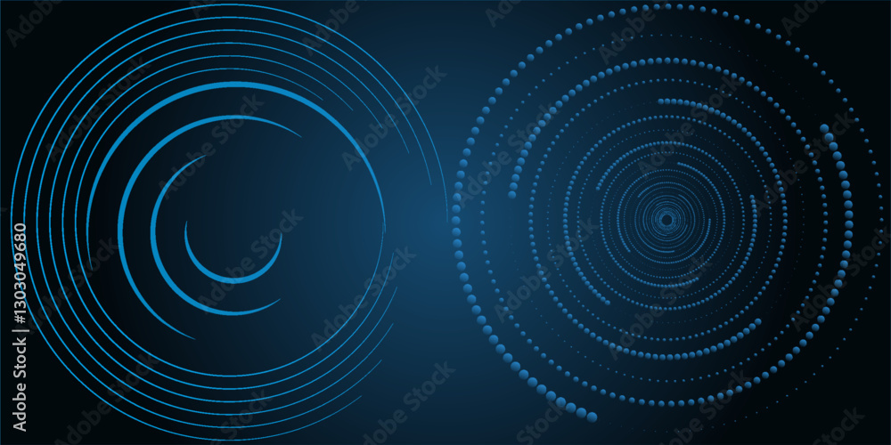 Aufkleber abstract futuristic blue concentric line pattern background vector.